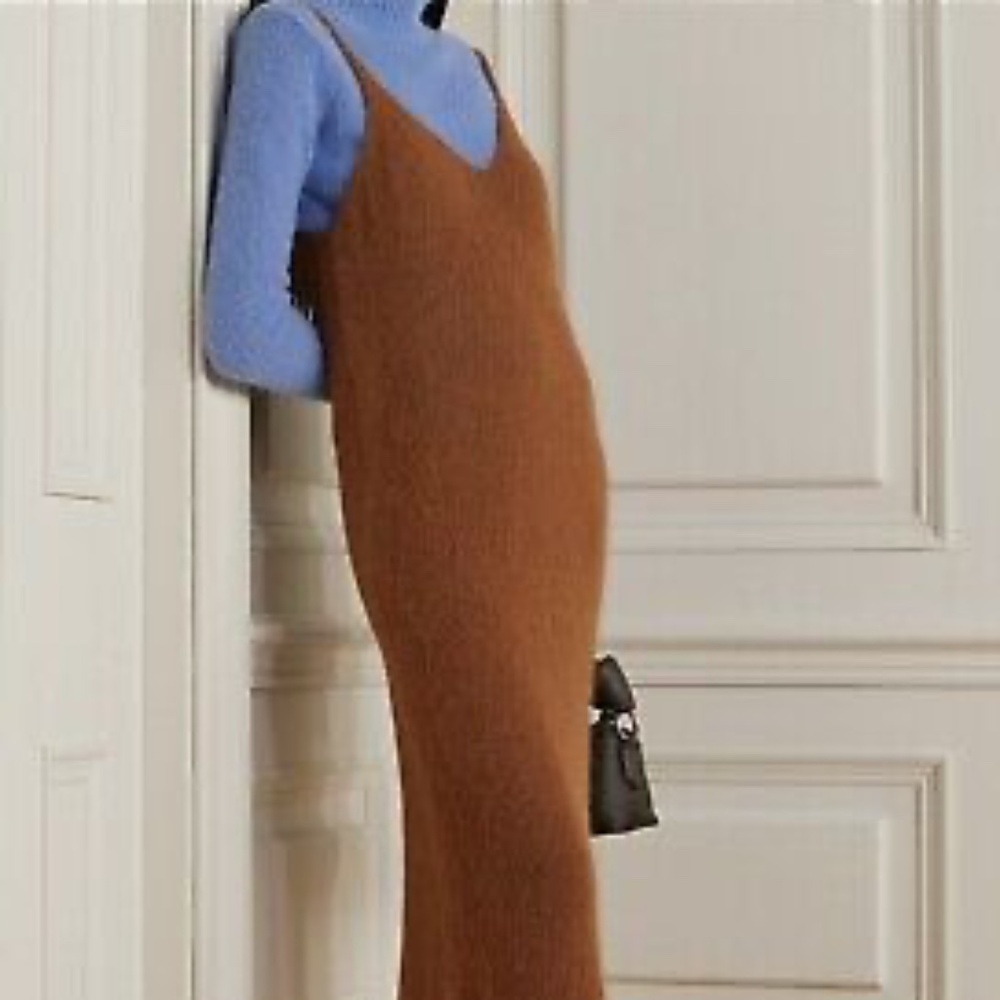 DRIES VAN NOTEN Brown Alpaca-Blend Knit Dress XS